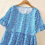 Buddha Stones Summer Elegant Polka Dot A Line Ruffle Hem Short Sleeve Knee Length Dress