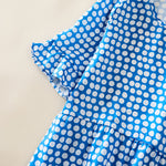 Buddha Stones Summer Elegant Polka Dot A Line Ruffle Hem Short Sleeve Knee Length Dress