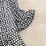 Buddha Stones Summer Elegant Polka Dot A Line Ruffle Hem Short Sleeve Knee Length Dress