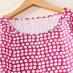 Buddha Stones Summer Elegant Polka Dot A Line Ruffle Hem Short Sleeve Knee Length Dress