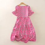 Buddha Stones Summer Elegant Polka Dot A Line Ruffle Hem Short Sleeve Knee Length Dress