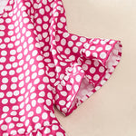 Buddha Stones Summer Elegant Polka Dot A Line Ruffle Hem Short Sleeve Knee Length Dress