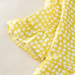 Buddha Stones Summer Elegant Polka Dot A Line Ruffle Hem Short Sleeve Knee Length Dress