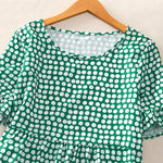 Buddha Stones Summer Elegant Polka Dot A Line Ruffle Hem Short Sleeve Knee Length Dress