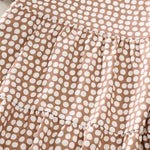 Buddha Stones Summer Elegant Polka Dot A Line Ruffle Hem Short Sleeve Knee Length Dress