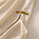 Buddha Stones Spring Frog-Button Knee Length Cotton Women's Short Sleeve Dress With Pockets