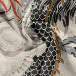 Buddha Stones Cotton Dragon Print Henley Men's Short Sleeve Half Button Shirt