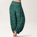 Buddha Stones Ripple High Elastic Waistband Women's Harem Pure Cotton Pants