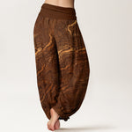 Buddha Stones Ripple High Elastic Waistband Women's Harem Pure Cotton Pants
