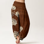Buddha Stones Lotus High Waist Design Women's Harem Cotton Pants