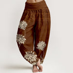 Buddha Stones Lotus High Waist Design Women's Harem Cotton Pants