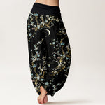 Buddha Stones Pure Cotton Plum Blossom Branches Elastic Waist Women's Harem Pants