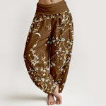 Buddha Stones Pure Cotton Plum Blossom Branches Elastic Waist Women's Harem Pants