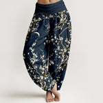 Buddha Stones Pure Cotton Plum Blossom Branches Elastic Waist Women's Harem Pants