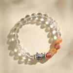 Buddha Stones Clear Quartz 999 Sterling Silver Koi Fish Protection Bracelet