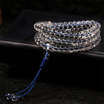 Buddha Stones Liuli 108 Flat Beads Spiral Rope Wisdom Mala