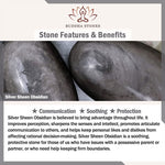 Buddha Stones 999 Sterling Silver White Turquoise And Silver Sheen Obsidian Bamboo Grounding Round Bracelet