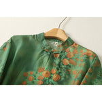 Buddha Stones Summer Floral Print Mandarin Collar Frog Button Women's Short Sleeve Mini Dress