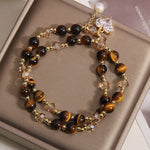 Buddha Stones Natural Tiger Eye Love Heart Double Wrap Protection Bracelet