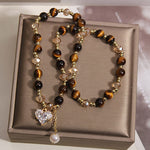 Buddha Stones Natural Tiger Eye Love Heart Double Wrap Protection Bracelet