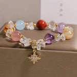 Buddha Stones Natural Various Crystal Clear Quartz Zircon Hexagram Charm Healing Bracelet