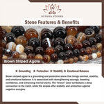 Buddha Stones PiXiu Brown Striped Agate Wealth Bracelet