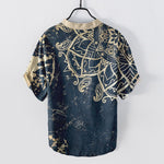 Buddha Stones Cotton Lotus Mandala Emblem Men's Short Sleeve Half Button Shirt