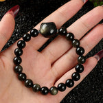 Buddha Stones Cute Cat Design Blue Lace Agate Clear Quartz  Beaded Bracelet