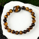 Buddha Stones Cute Cat Design Blue Lace Agate Clear Quartz  Beaded Bracelet