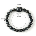 Buddha Stones Cute Cat Design Blue Lace Agate Clear Quartz  Beaded Bracelet