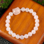 Buddha Stones Cute Cat Design Blue Lace Agate Clear Quartz  Beaded Bracelet