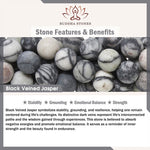 Buddha Stones 3pcs "Filter the Heavy" Black Veined Strength Bracelet Includes Gift Message Card