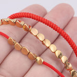 Buddha Stones 3Pcs Golden Copper Beads Red String Luck Bracelet