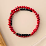 Buddha Stones 4mm Double Wrap Cinnabar Black Tourmaline Blessing Bracelet