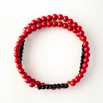 Buddha Stones 4mm Double Wrap Cinnabar Black Tourmaline Blessing Bracelet