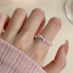 Buddha Stones 925 Sterling Silver Pink Cat's Eye Heart Design Adjustable Love Ring