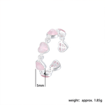Buddha Stones 925 Sterling Silver Pink Cat's Eye Heart Design Adjustable Love Ring