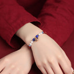 Buddha Stones Cinnabar Lapis Lazuli Chinese Lock Charm Blessing Bracelet