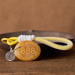 Buddha Stones "Attract Abundance and Success" 888 Angel Number Natural Yellow Aventurine Key Chain Hanging Decoration Includes Gift Message Card