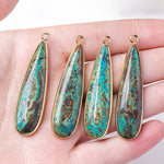 Buddha Stones Natural Stone Sea Sediment Jasper Agate Teardrop Shape Protection Necklace Pendant