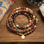 Buddha Stones 222 Angel Number 108 Mala Beads Picasso Jasper Stone Energy Mala