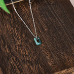 Buddha Stones Mini Square Green Jade Abundance Necklace Pendant