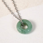 Buddha Stones Green Jade Peace Buckle Abacus Luck Necklace Pendant