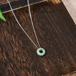 Buddha Stones Green Jade Peace Buckle Abacus Luck Necklace Pendant