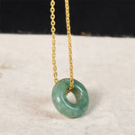 Buddha Stones Green Jade Peace Buckle Abacus Luck Necklace Pendant