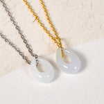 Buddha Stones Water Droplet White Jade Luck Necklace Pendant