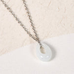 Buddha Stones Water Droplet White Jade Luck Necklace Pendant
