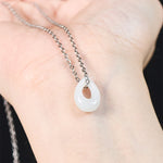 Buddha Stones Water Droplet White Jade Luck Necklace Pendant