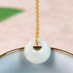 Buddha Stones Round Buckle Jade Luck Necklace Pendant