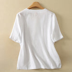 Buddha Stones Summer Minimalist V Neck Solid Women's Short Sleeve T-Shirts